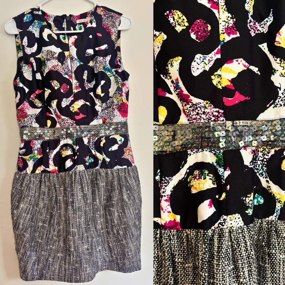 RACHEL Rachel Roy Vibrant Patterned Multi-Material Dress